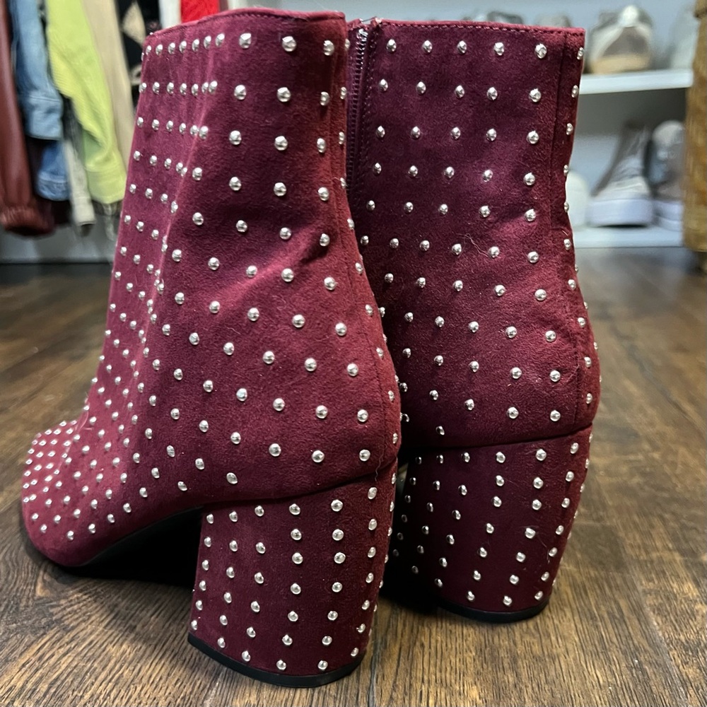 Qupid Studded Faux Suede Ankle Booties - Picture 5 of 9